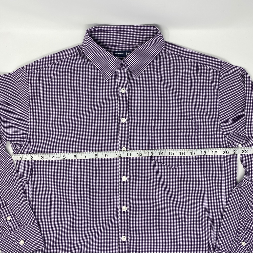 American Eagle Boyfriend Fit Purple Gingham Button Up Long Sleeve Shirt Small - Picture 7 of 8